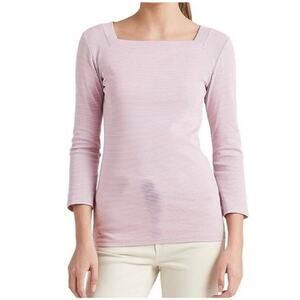 Lauren Ralph Lauren Purple White Striped Slim Fit Cotton Top Womens Large